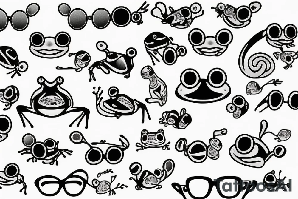 In memory frog with glasses tattoo idea