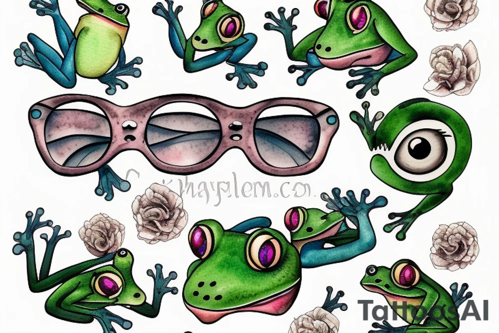 In memory frog with glasses tattoo idea
