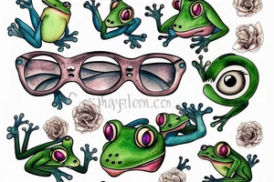 In memory frog with glasses tattoo idea