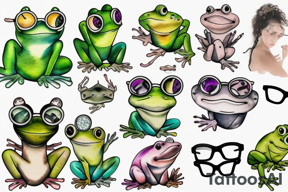 frog with glasses tattoo idea
