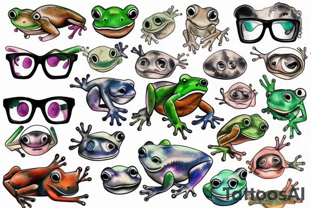 frog with glasses tattoo idea