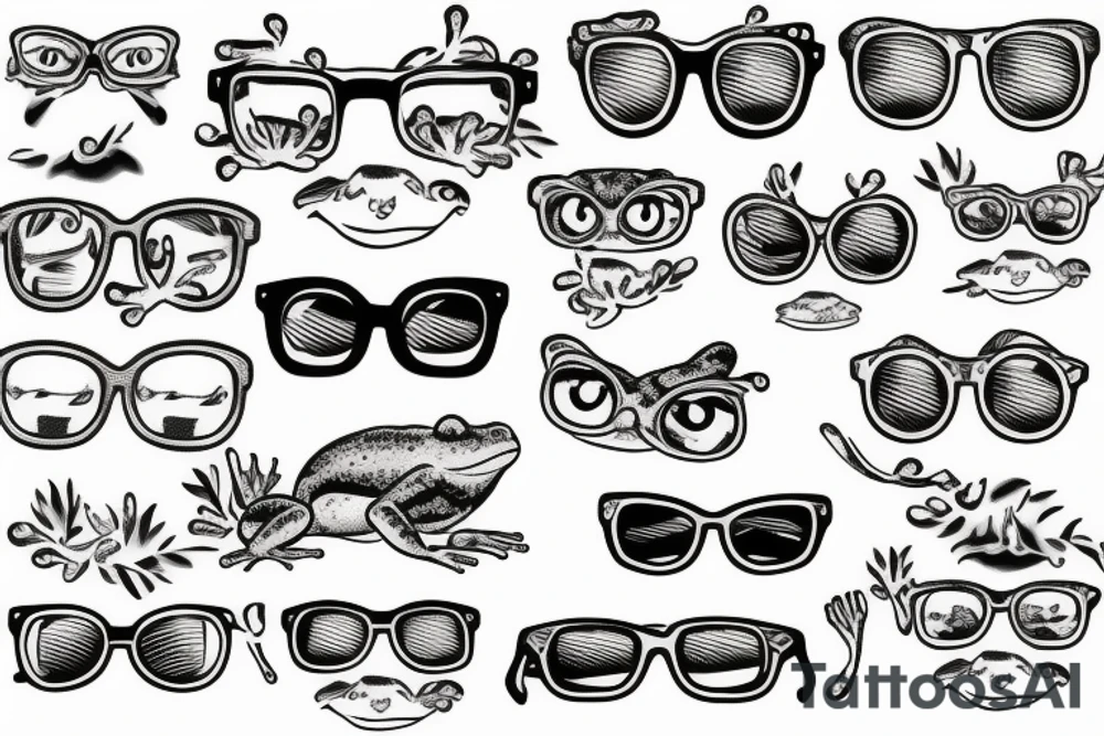 frog with glasses tattoo idea