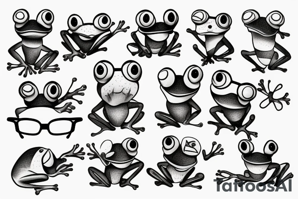 frog with glasses tattoo idea