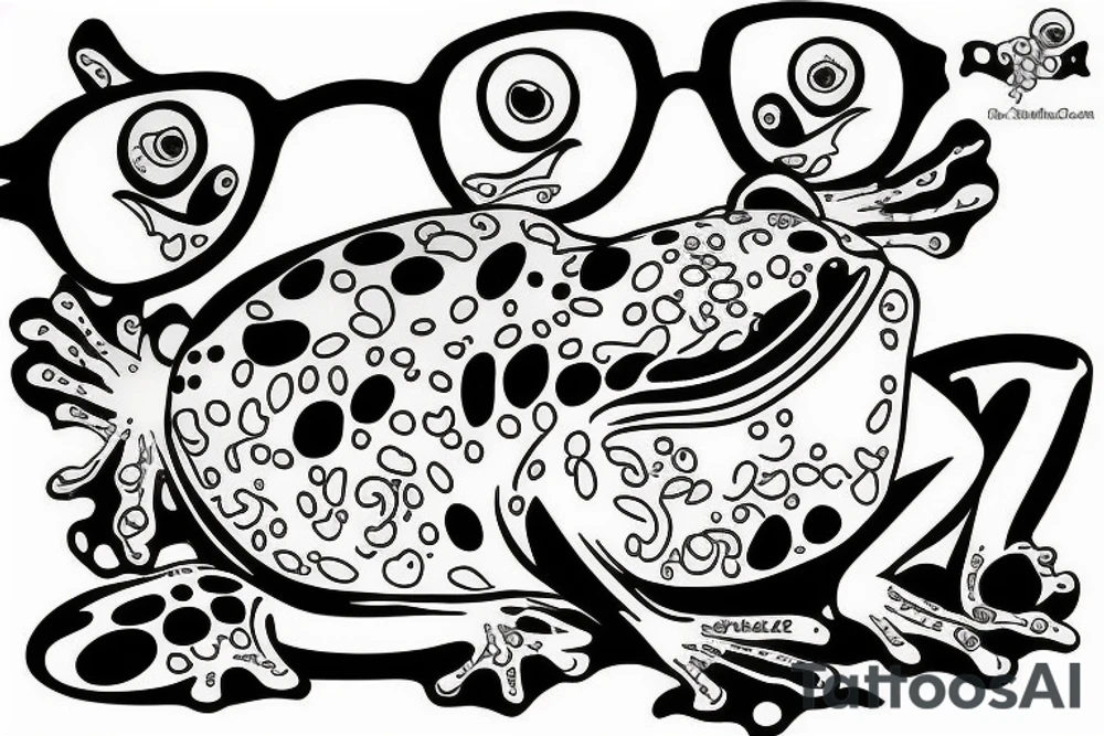 frog with glasses tattoo idea