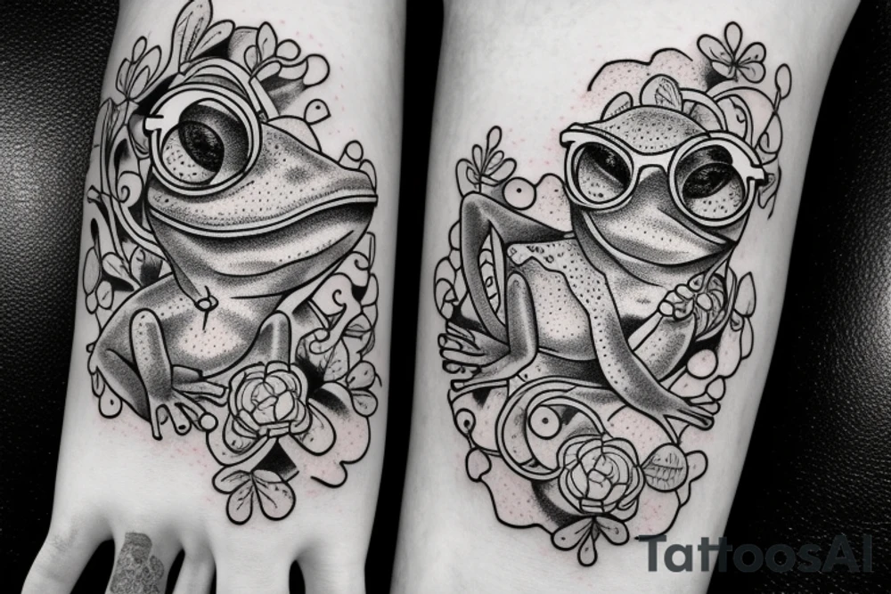 frog with glasses tattoo idea