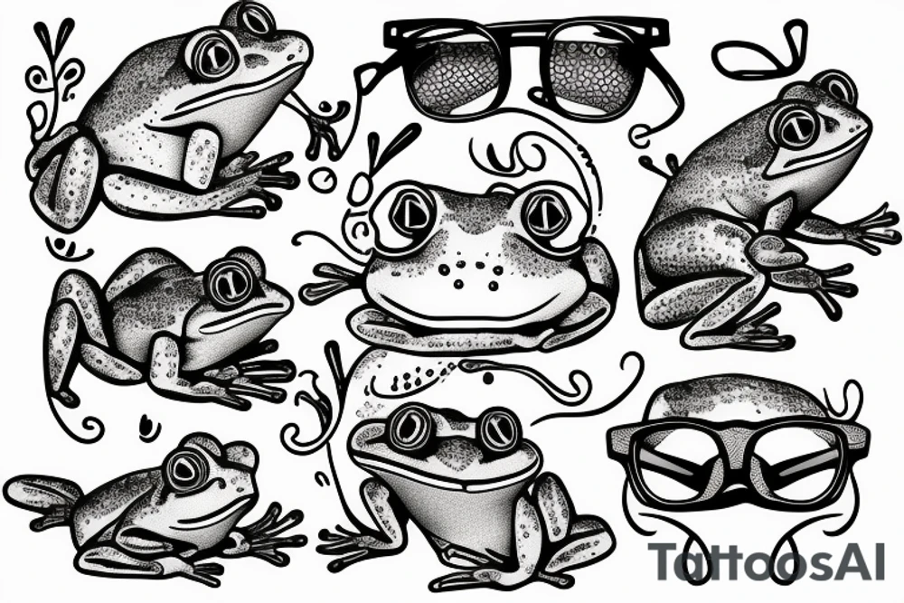 frog with glasses tattoo idea