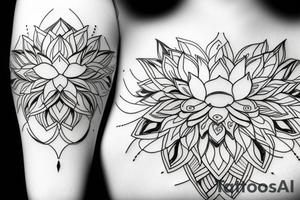 lotus with unalome tattoo idea