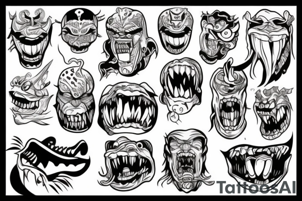 Monster head tattoo idea