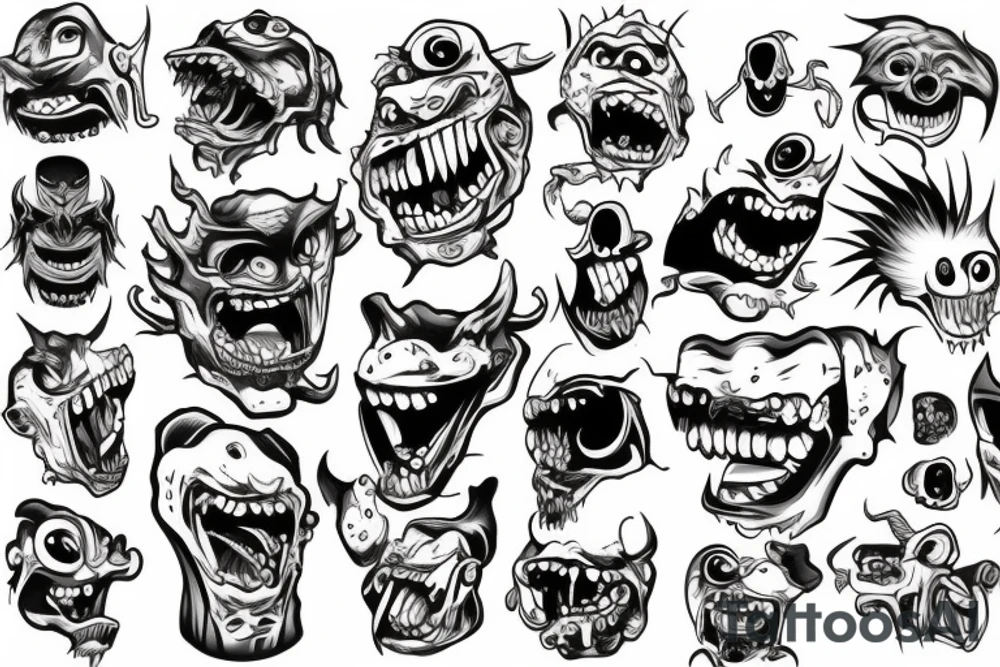 Monster head tattoo idea