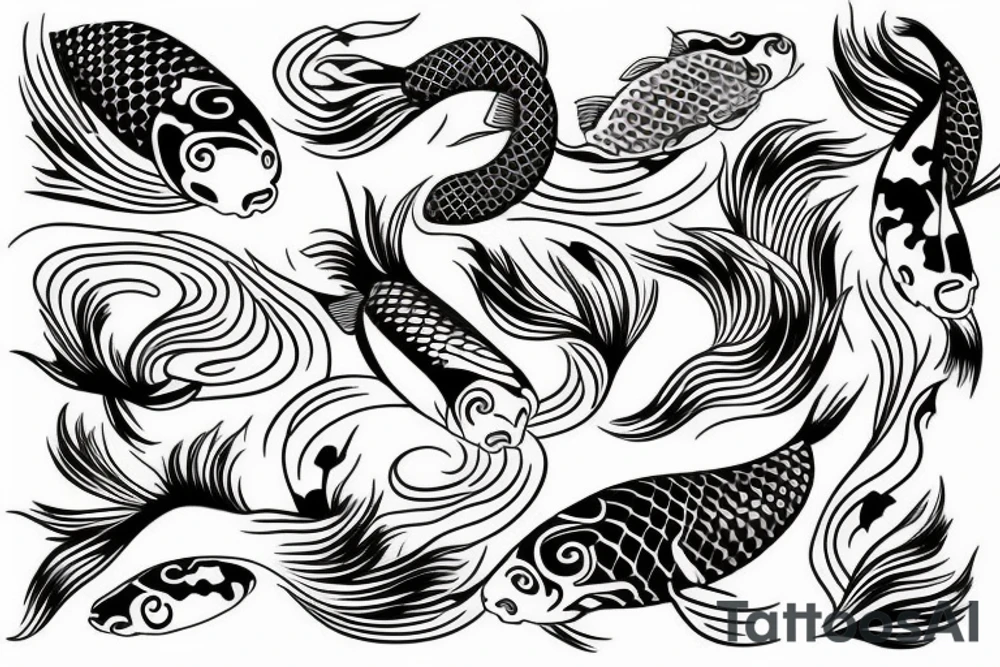 Koi fish and wave tattoo idea