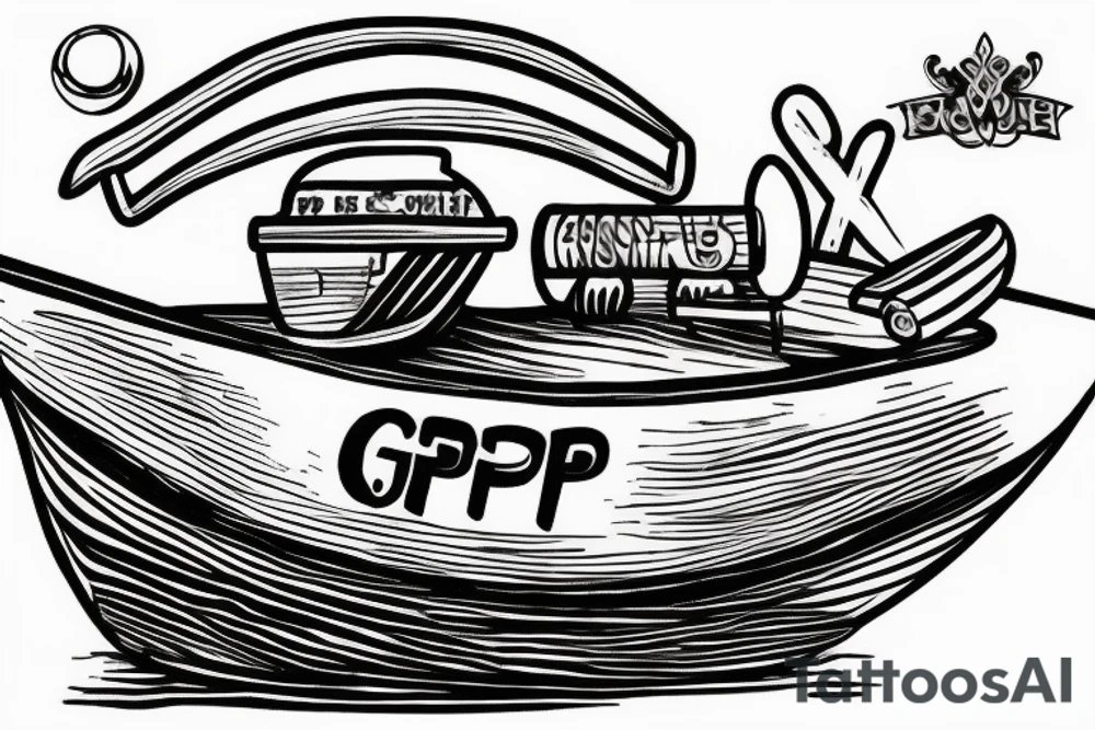 Boat with the word GPF sitting in it tattoo idea