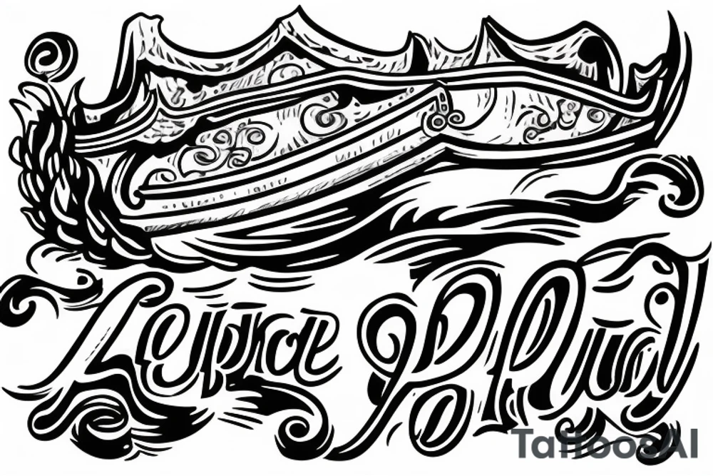 Boat with the word GPF sitting in it tattoo idea