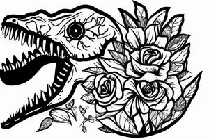 t-rex, flower, in arm tattoo idea