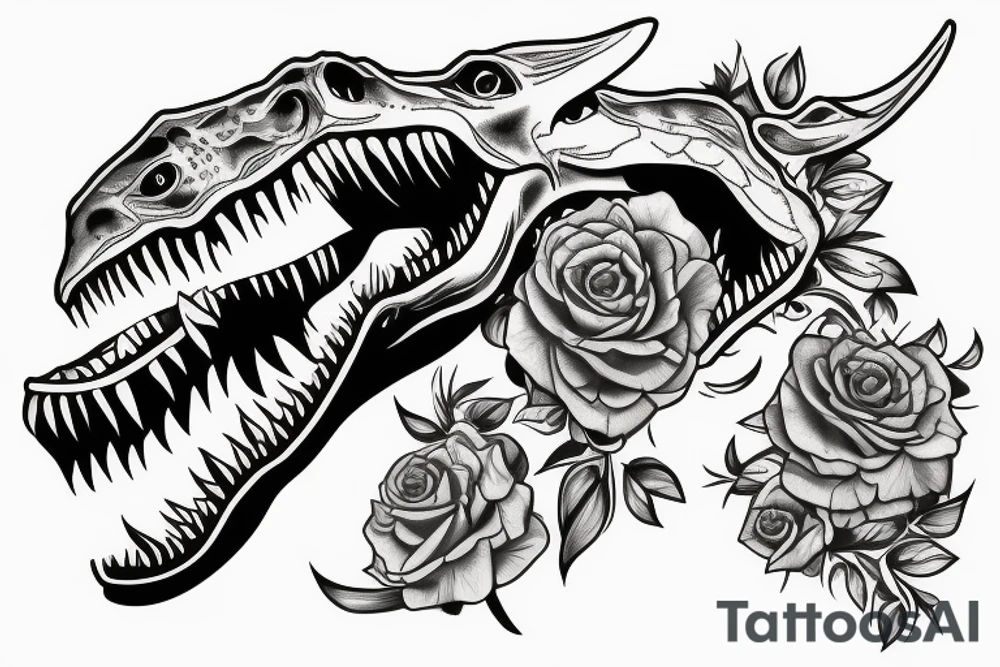 t-rex, flower, in arm tattoo idea