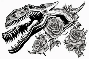 t-rex, flower, in arm tattoo idea