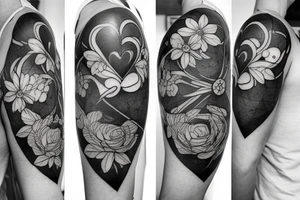 flowers, baloon, heart, in arm tattoo idea