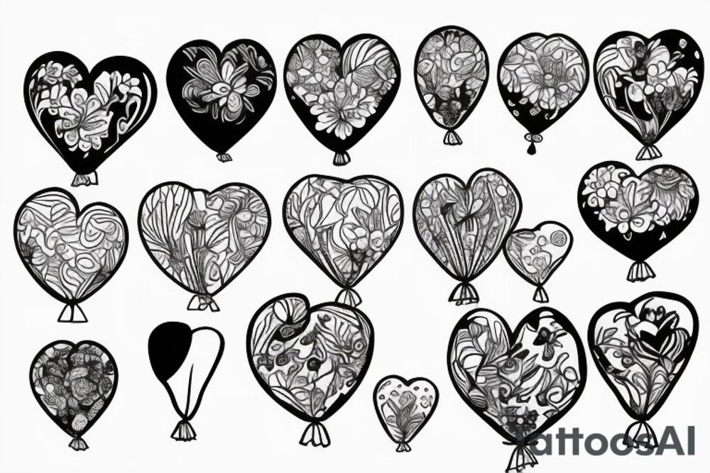 flowers, baloon, heart, in arm tattoo idea