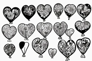 flowers, baloon, heart, in arm tattoo idea