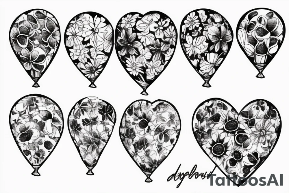 flowers, baloon, heart, in arm tattoo idea