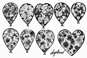 flowers, baloon, heart, in arm tattoo idea