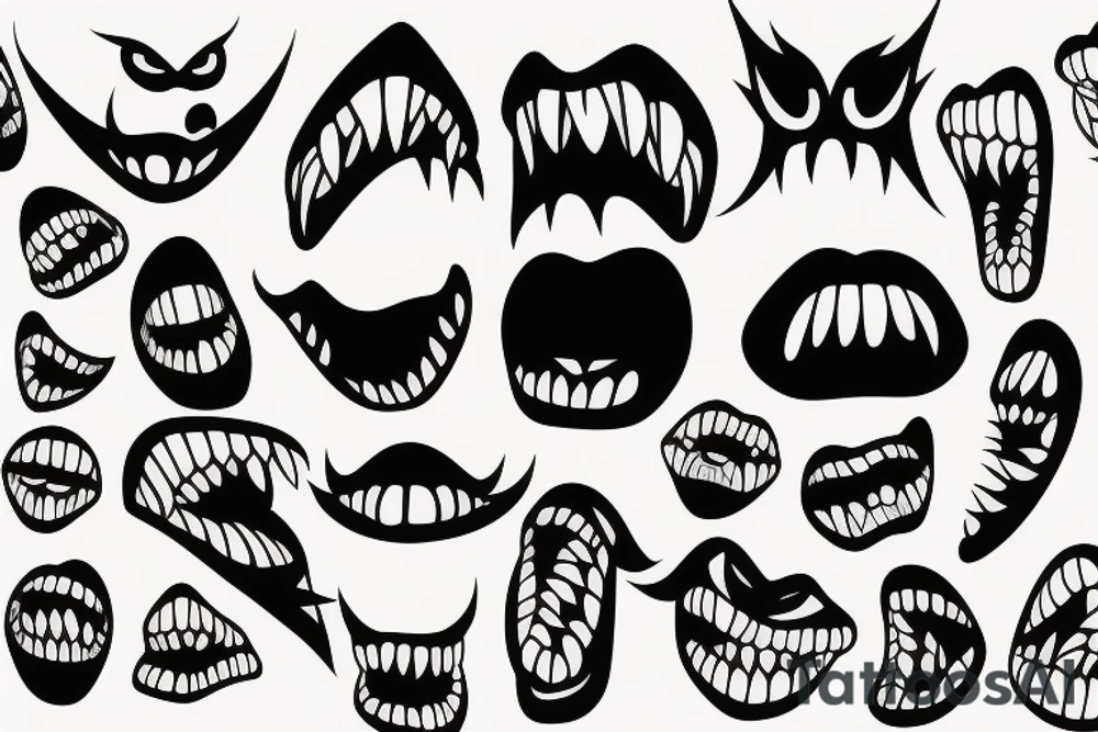 Dark monster mouth tattoo idea