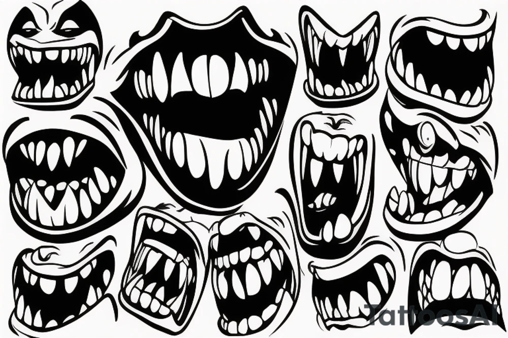 Dark monster mouth tattoo idea