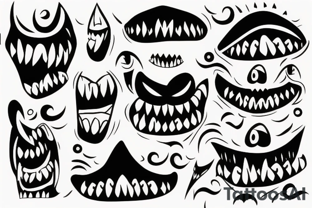 Dark monster teeth tattoo idea
