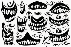 Dark monster teeth tattoo idea