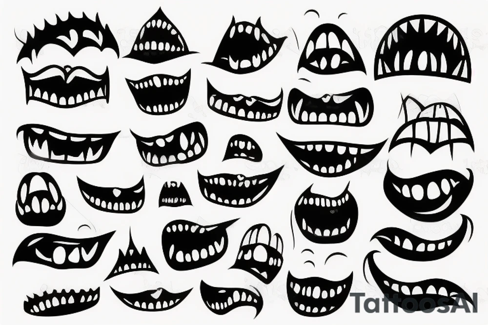 Dark monster teeth tattoo idea