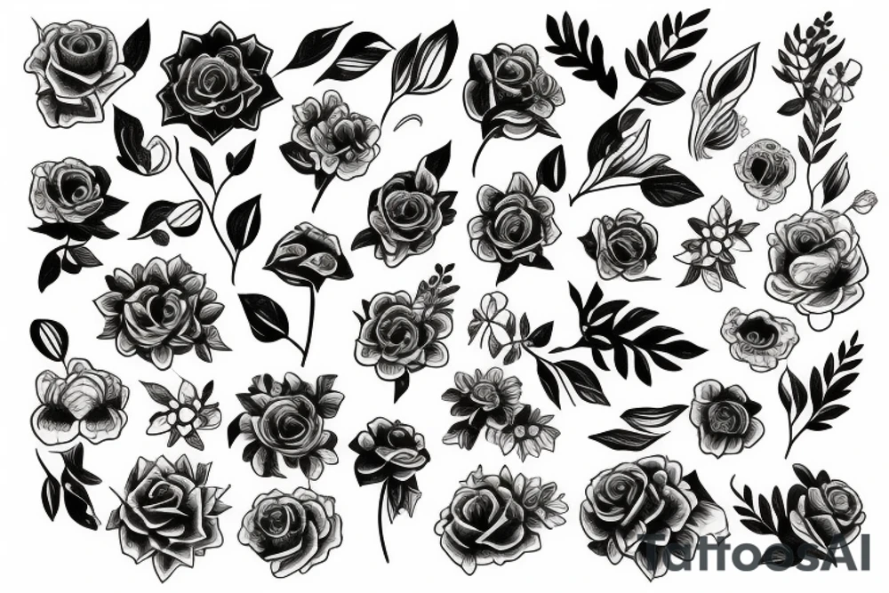 flowers in all arm tattoo idea