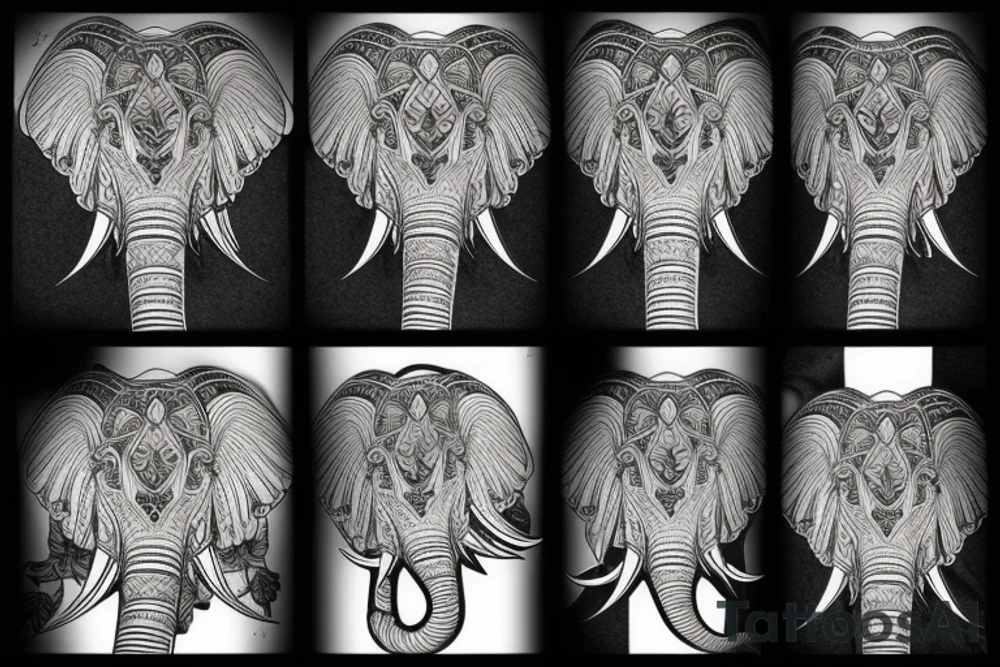 Elephant and eagle tattoo idea