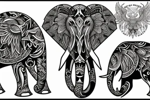 Elephant and eagle tattoo idea