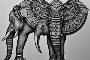 Elephant and eagle tattoo idea