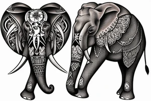 Elephant and eagle tattoo idea