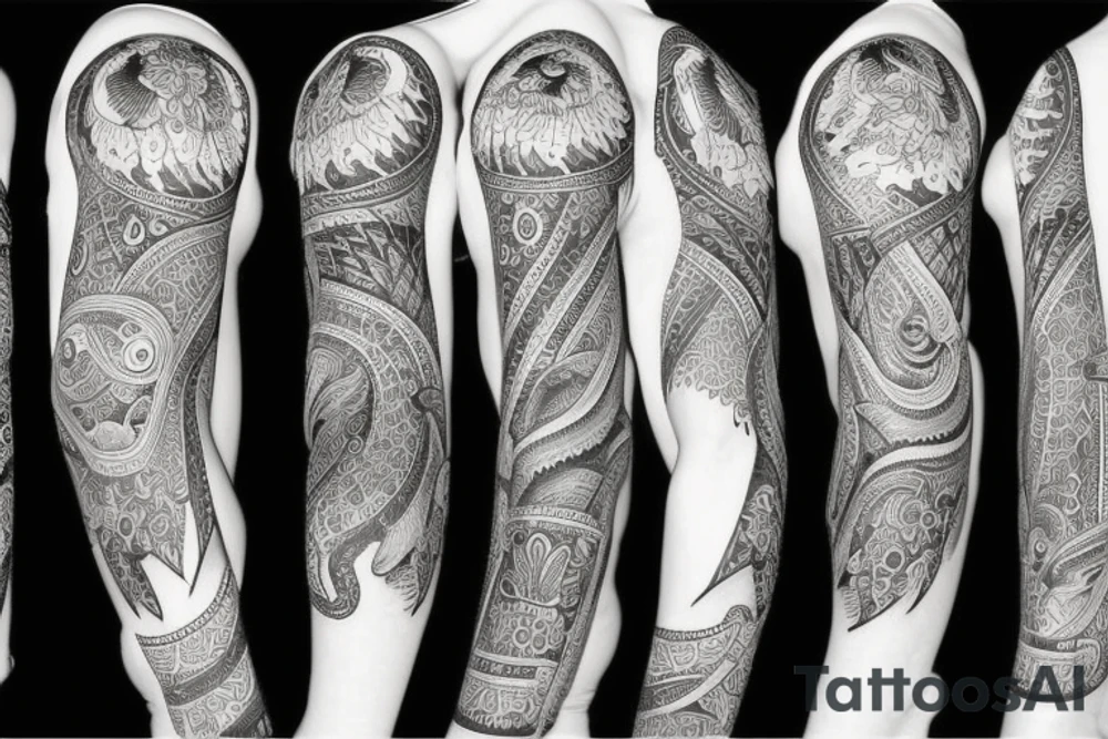 Elephant and eagle tattoo idea