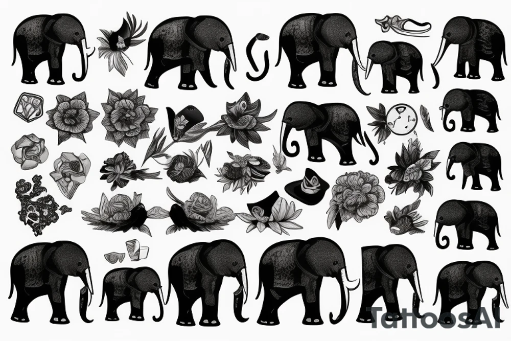 Elephant and eagle tattoo idea