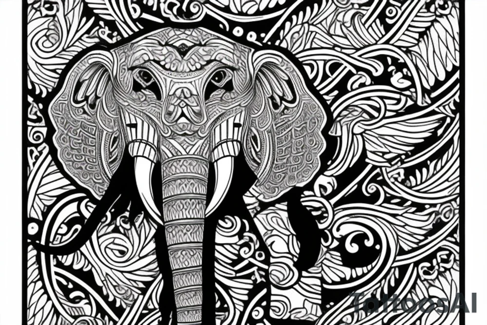Elephant and eagle tattoo idea