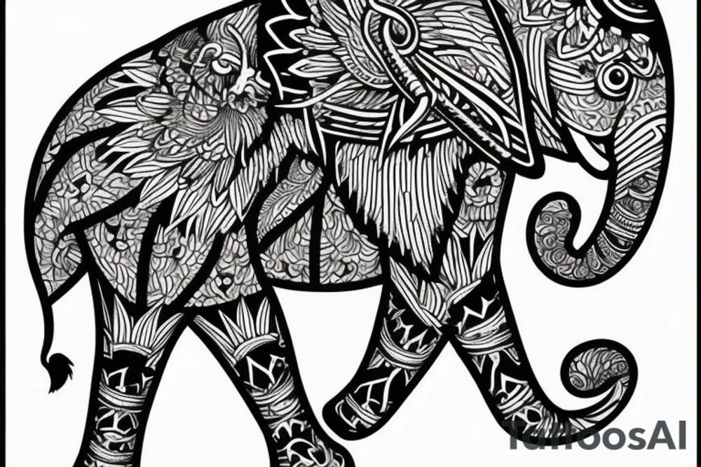 Elephant and eagle tattoo idea