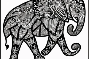 Elephant and eagle tattoo idea