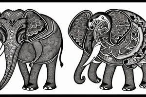Elephant and eagle tattoo idea