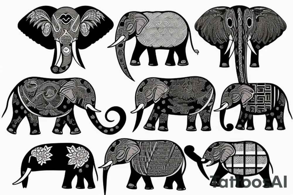 Elephant and eagle tattoo idea