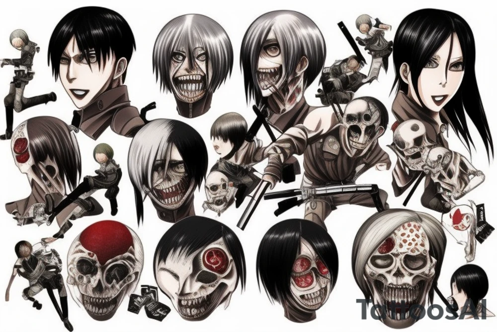 Attack on titan 
Tokyo ghoul tattoo idea