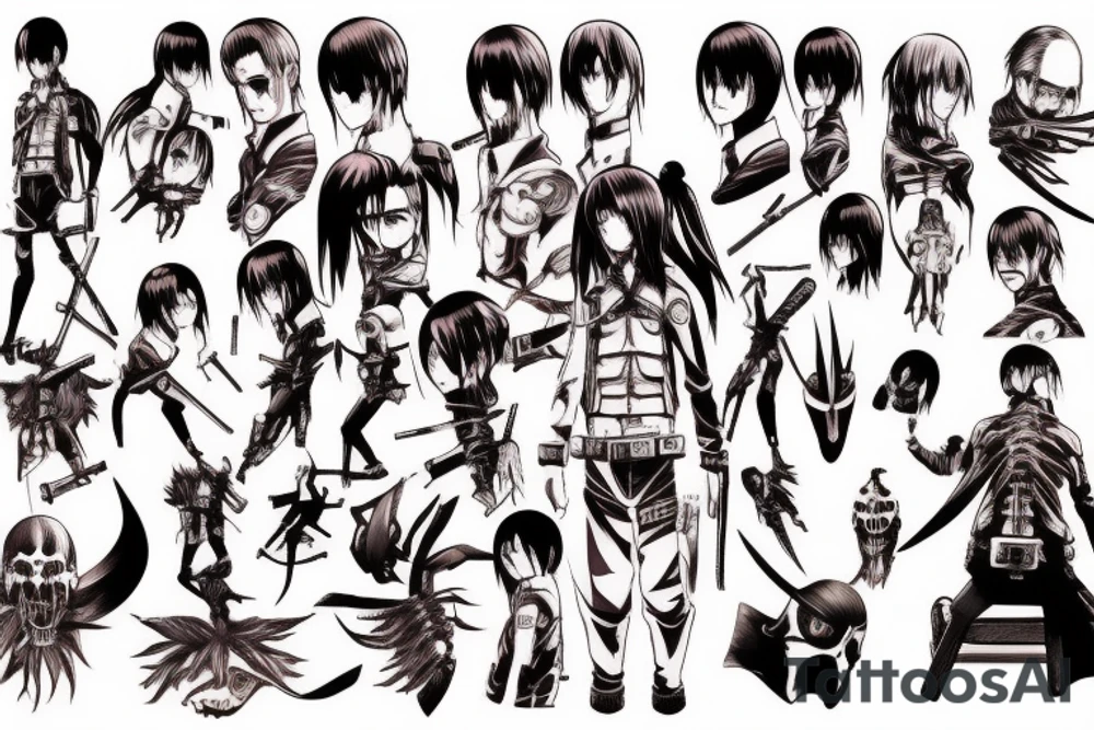 Attack on titan 
Tokyo ghoul
Demon slayer tattoo idea