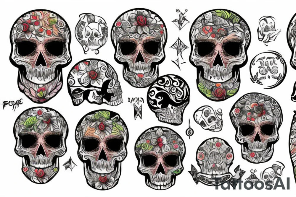 design skull with color tattoo idea