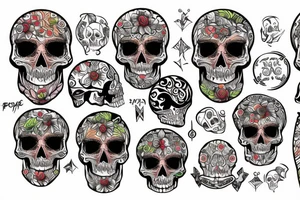 design skull with color tattoo idea