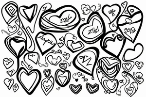 zipzac line with 3 ribbon heart and tattoo idea