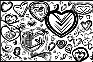 zipzac line with 3 ribbon heart and tattoo idea