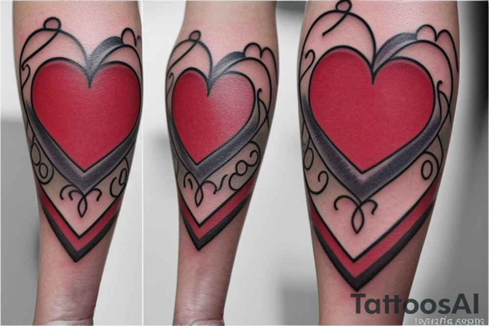 a heart with 3 ribbon on each side tattoo idea