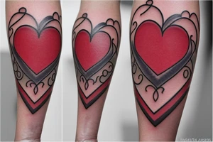 a heart with 3 ribbon on each side tattoo idea
