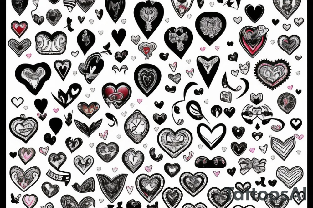 a heart with 3 ribbon on each side tattoo idea
